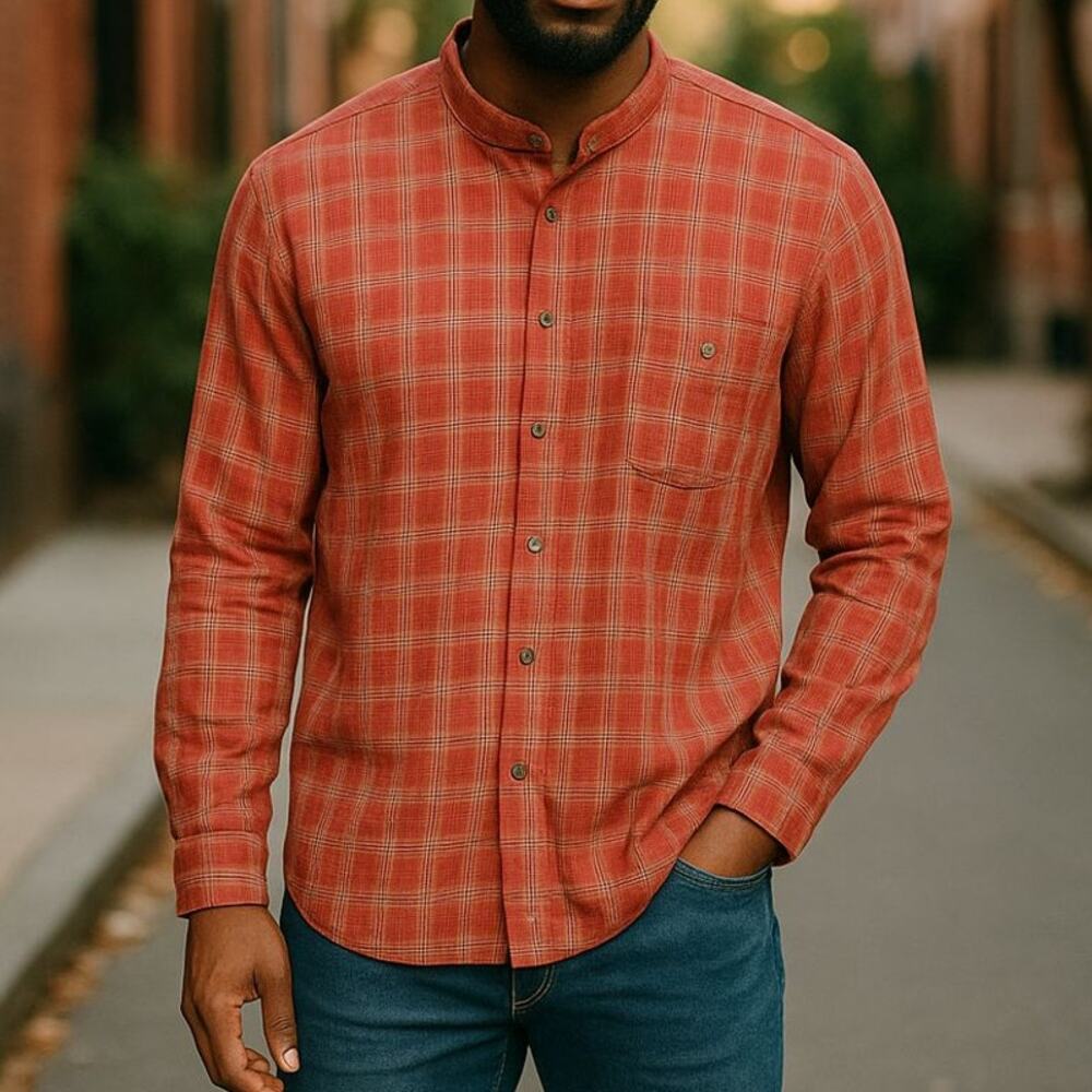 Tommy Bahama 100% Silk Plaid Long Sleeve Button Down Shirt Size Large